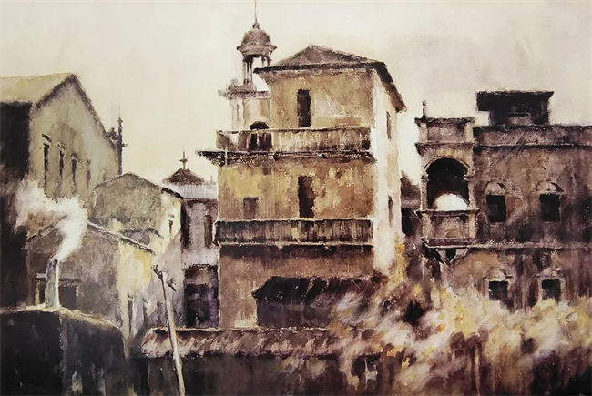 《侨乡小镇》 54x79cm  1996年.jpg